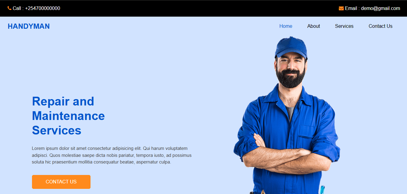 Website design project for handyman